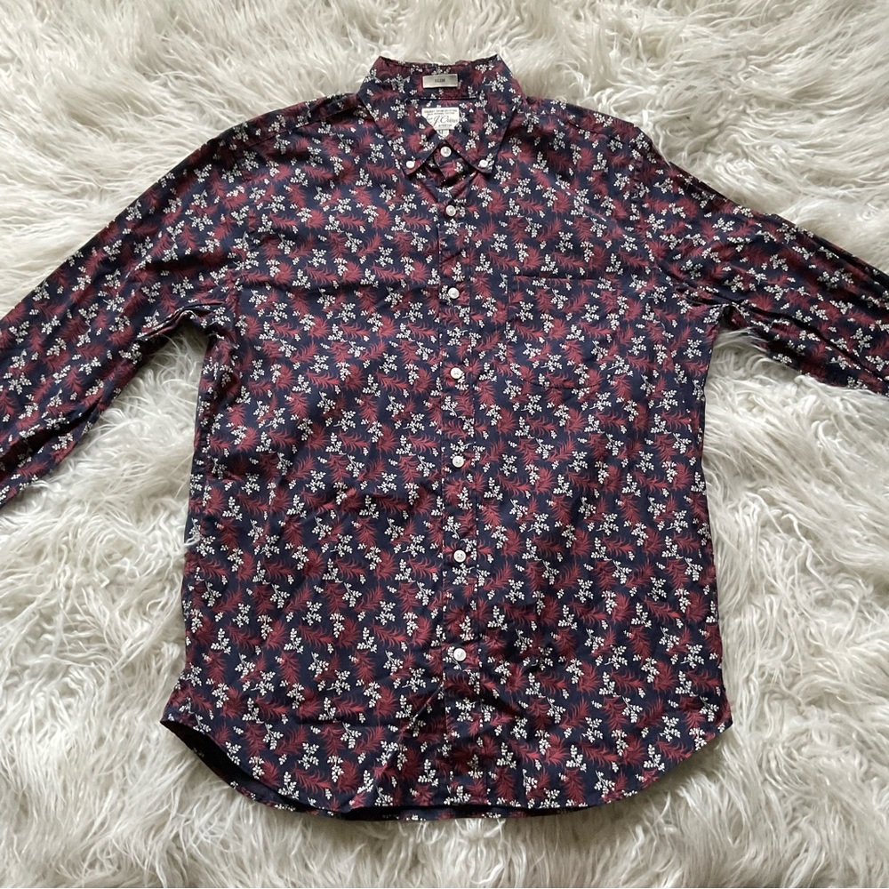 J Crew Long-sleeve stretch Secret Wash cotton‎ poplin slim shirt
